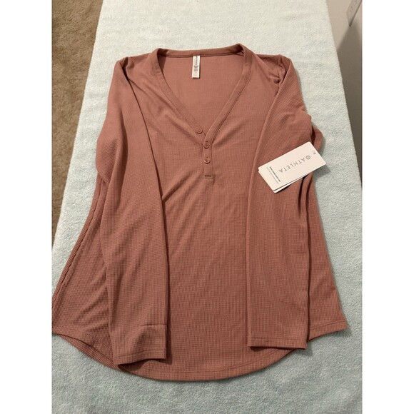 Athleta Womens Wind Down Sleep Top & Bottom Pajama Set Medium Pink Nwt - Picture 2 of 12